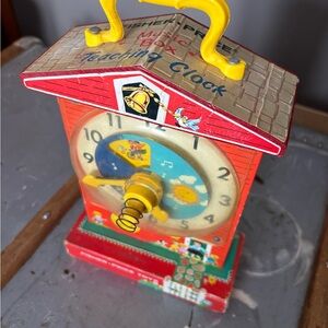 Vintage Fisher-Price Music Box Teaching Clock Toy